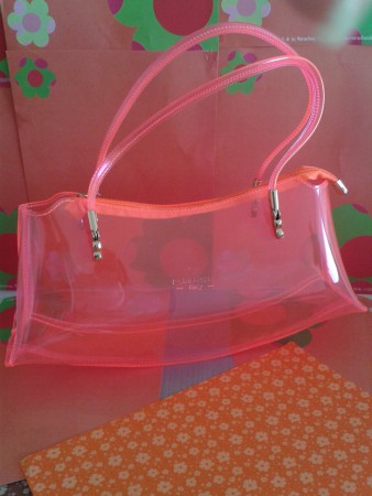 Cartera Transparente Color Rosa Neon